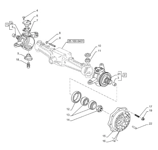 5119699 - Шарнир сф. шкворня без датчика угл. пов. моста передн. Pm155, T6/Maxx., TD5/JX